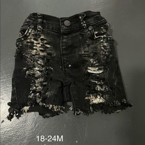 Distressed Black Denim Shorts Size 18-24m
